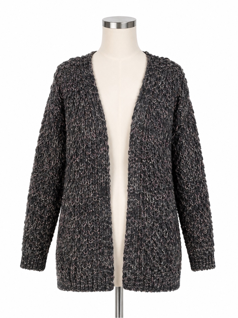 Self Esteem Women’s Chunky Knit Open Front Cardigan Size Small Charcoal Gray